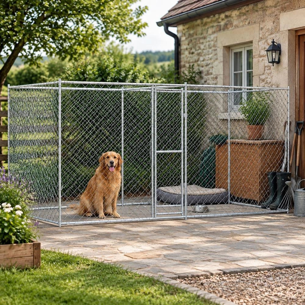 Dog Cage Silver 400 X 200 X 256 Cm Galvanized Steel