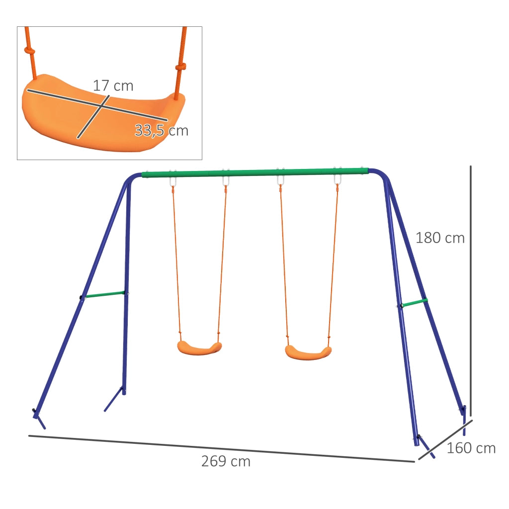 Altalena per Bambini con 2 Sedie ¨C zephmum ¨C Multicolor 90 kg