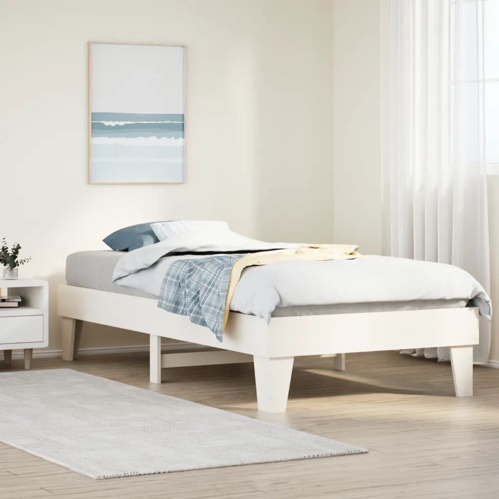 Letto senza Materasso-Struttura Letto Bianco 90x200 cm Legno Massello di Pino 371401