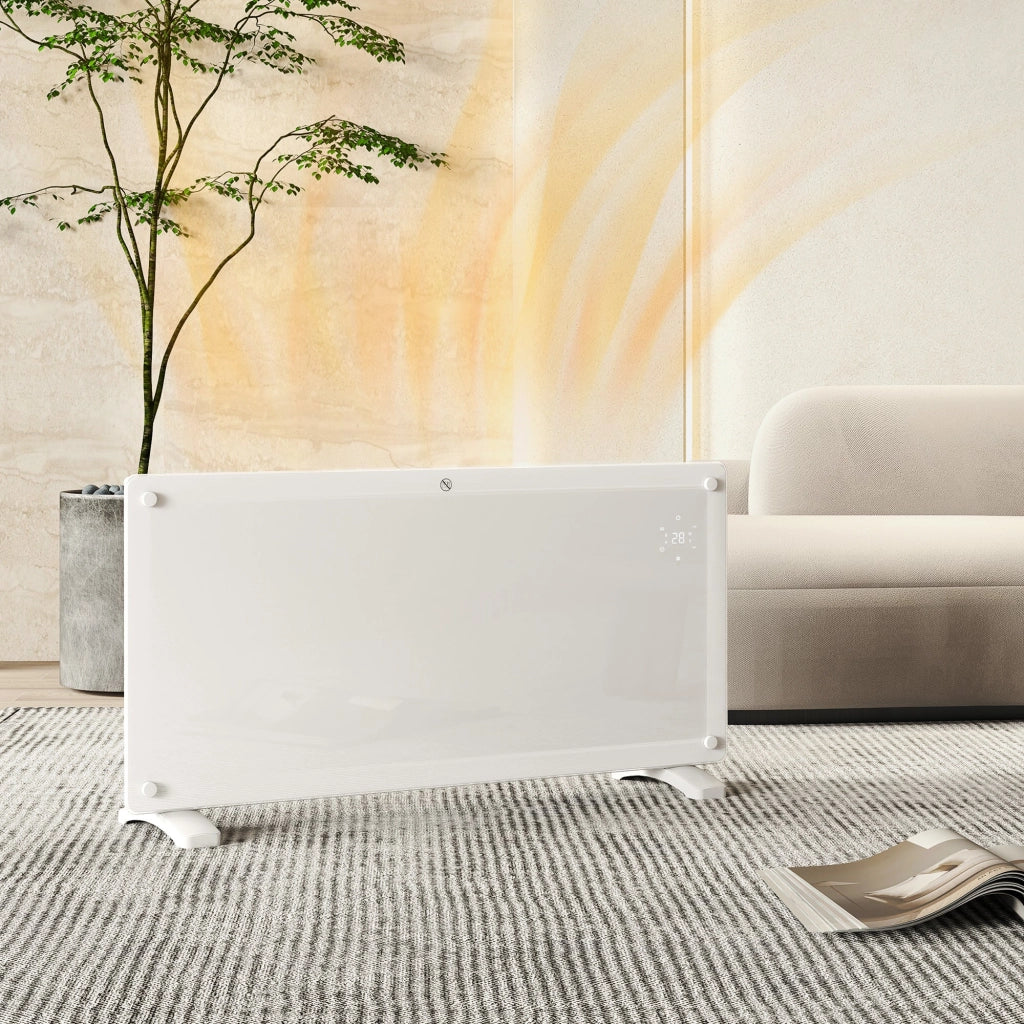 Riscaldatore a Convezione 2000W da Pavimento o a Parete con Telecomando e Timer Bianco