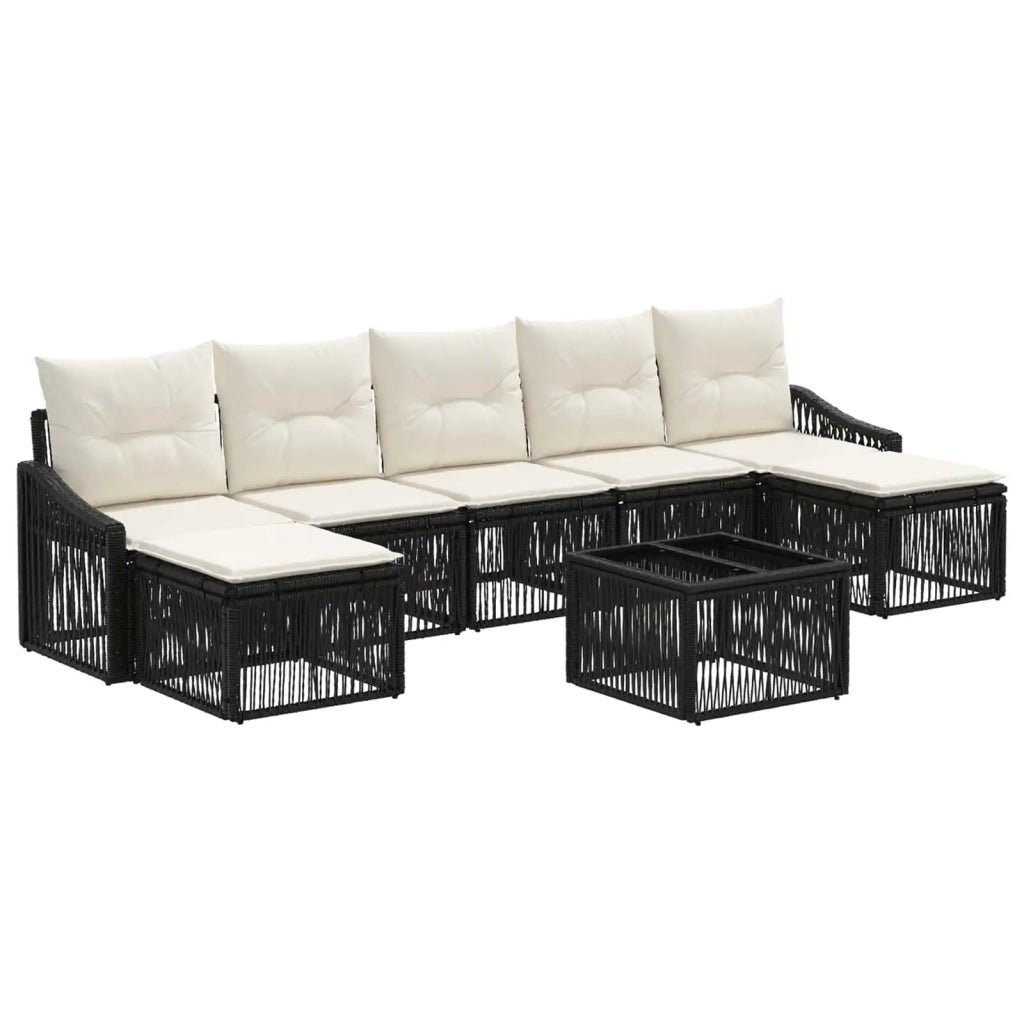 Set Divano da Giardino 8 pz Nero polyrattan 3436093