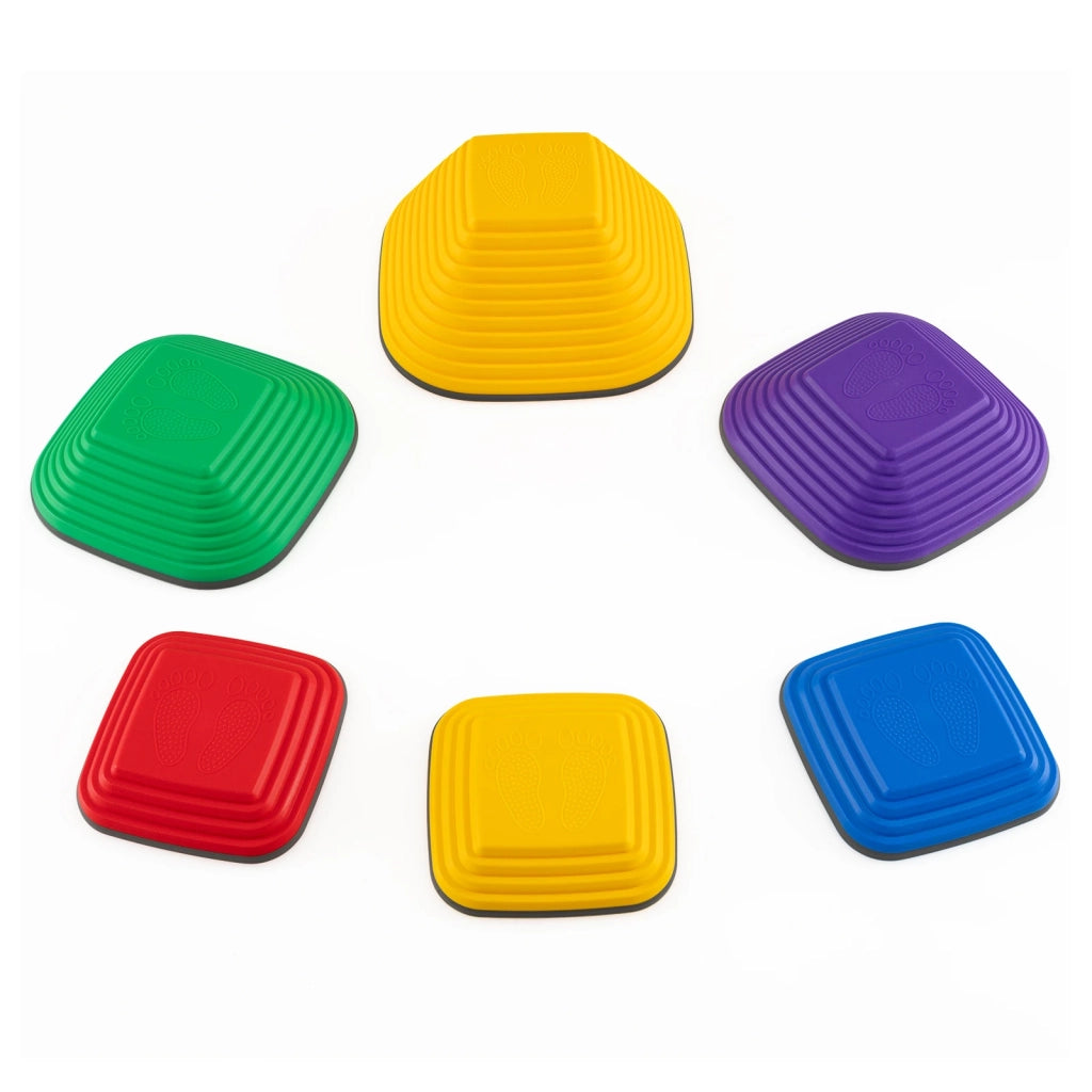 Set 6 Pezzi Pietre di Equilibrio per Bambini Blocchi Antiscivolo Gioco Coordinazione per Interno ed Esterno Multicolore