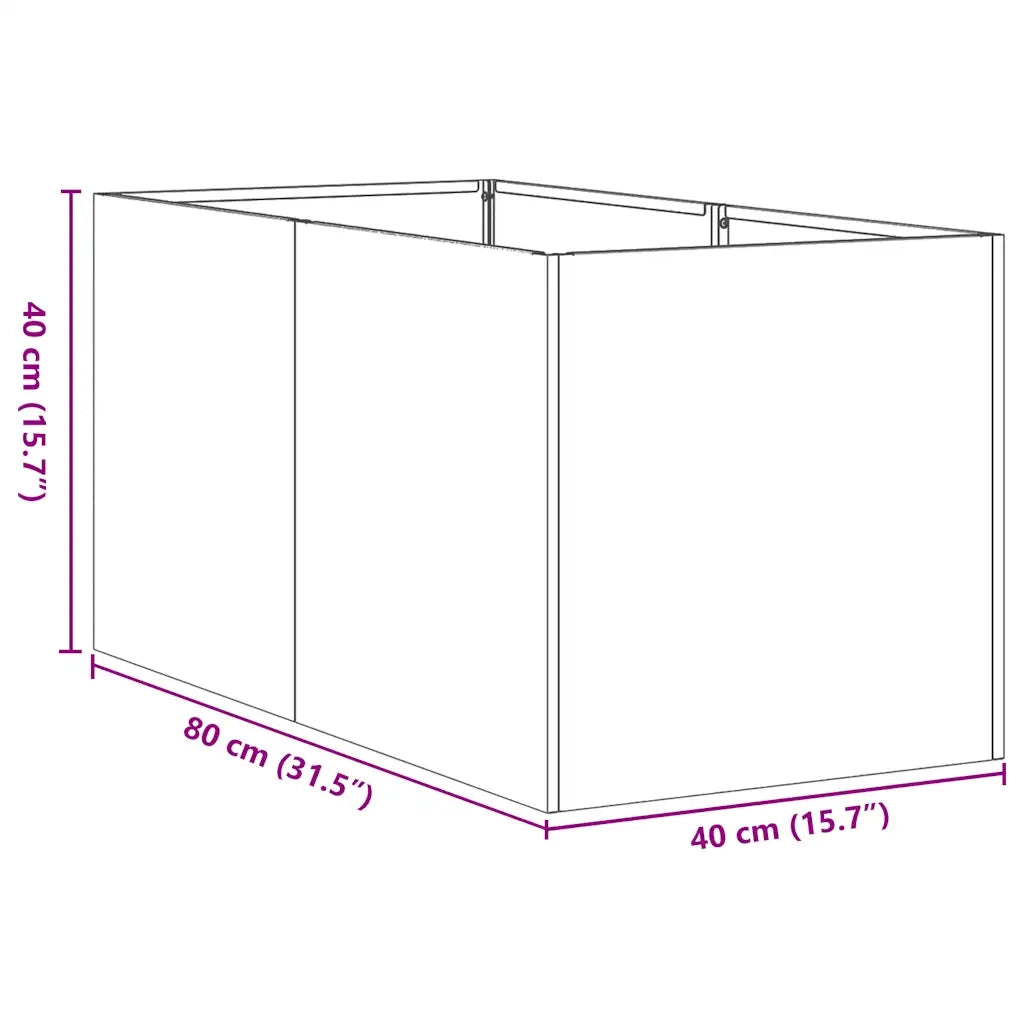 Fioriera moderna per giardino o balcone 40 x 80 x 40 cm con elegante fondo aperto realizzata in acciaio zincato 02_0051521
