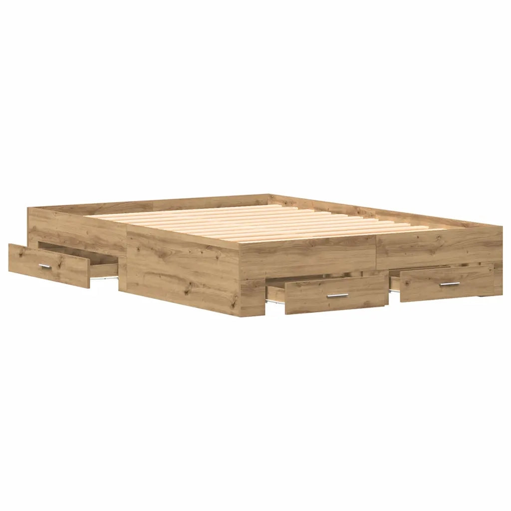 Letto matrimoniale | Letto per adulti | Struttura del letto Rovere artigianale 135 x 190 cm