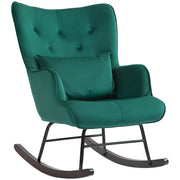 Poltrona a Dondolo in Velluto con Cuscino ¨C Minimal ¨C Verde