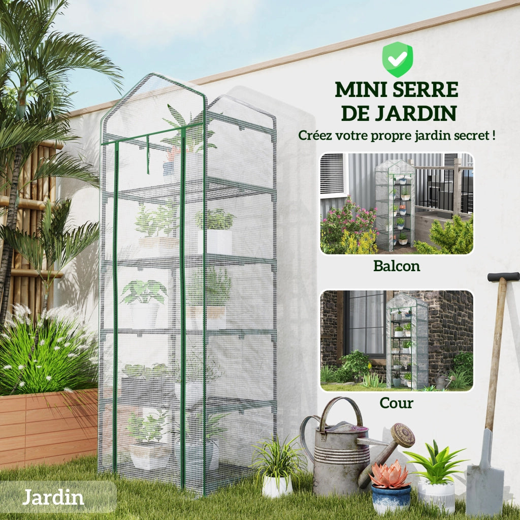 Serra da Giardino 5 Ripiani ¨C Xylo ¨C Acciaio e PE Bianco 69x49x193 cm