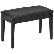Panca per pianoforte con seduta imbottita in similpelle e gambe in legno, finitura lucida nera 75 × 35 × 49 cm