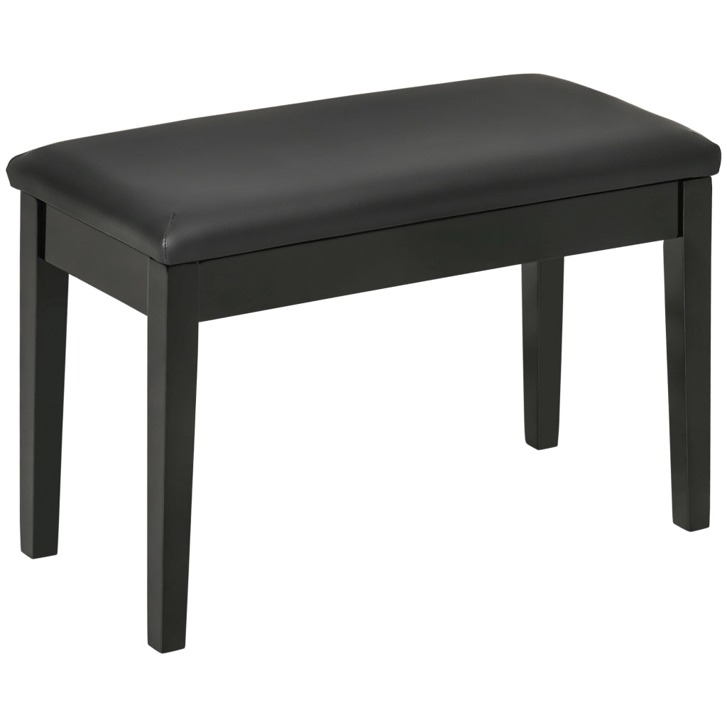 Panca per pianoforte con seduta imbottita in similpelle e gambe in legno, finitura lucida nera 75 × 35 × 49 cm