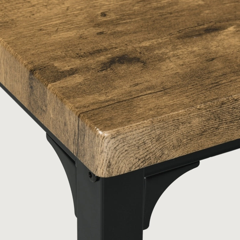 Set pranzo 3 pezzi marrone rustico con 1 tavolo e 2 sedie in MDF e metallo