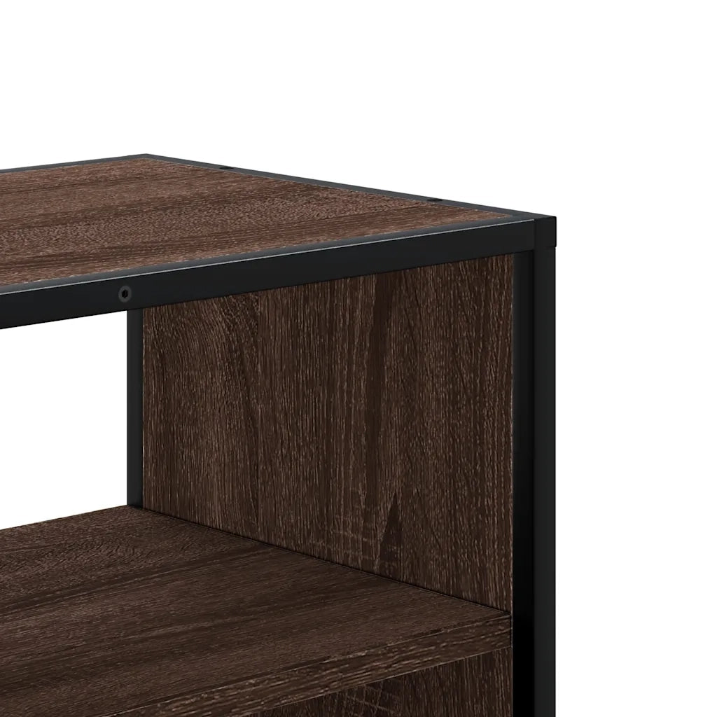Mobile porta TV a parete pratico e dal design industriale 80 x 31 x 39,5 cm realizzato in legno composito di rovere marrone 02_0049629