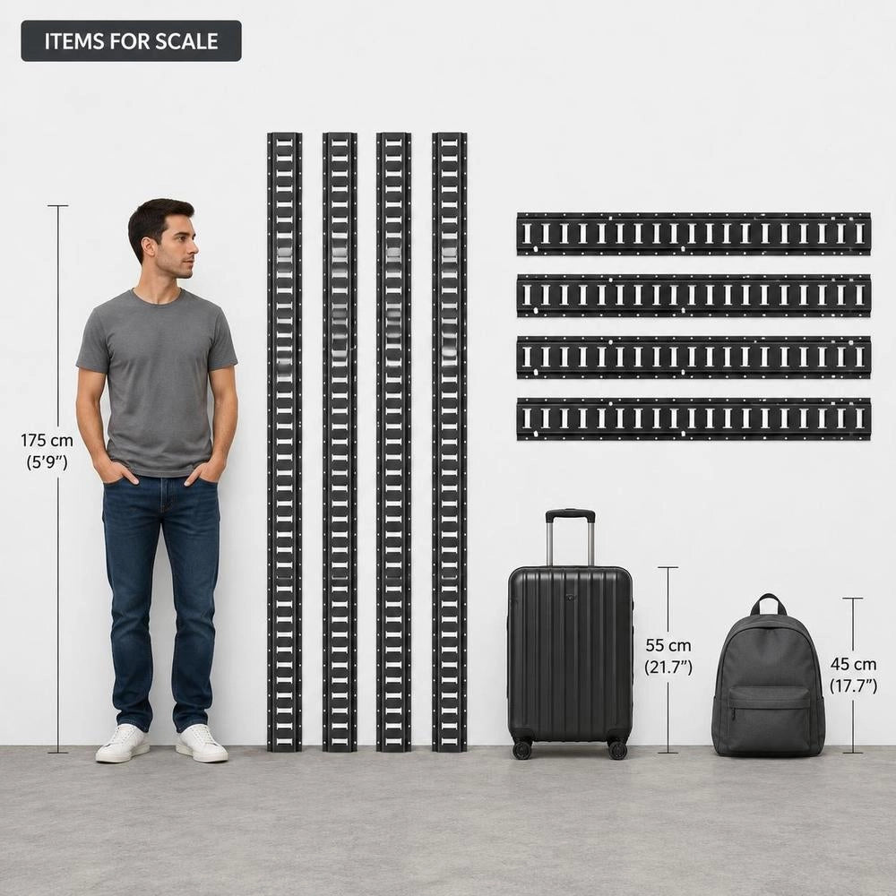 E-Track Lashing Rail Set, 18-piece, 1524 Mm E-Tracks Set, Including 4 Steel Rails, 8 O-ring Anchors, 4 Lashing Straps With D-rings, And 2 Ratchet Straps, Securing Accessories For Cargo Motorcycles, 907 Kg
