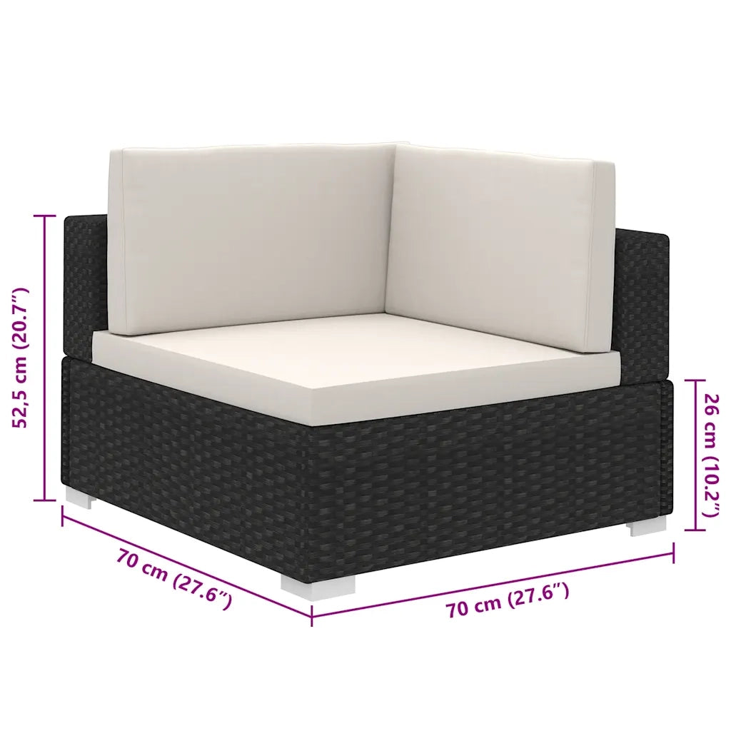 Set Divani da Giardino 8 pz con Cuscini in Polyrattan Nero 41261