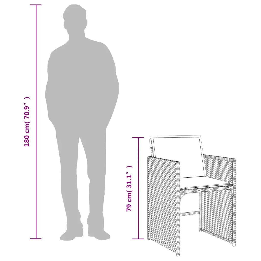 Set da Pranzo da Giardino 5 pz | Set Salotto da Giardino Nero con Cuscini in Polyrattan