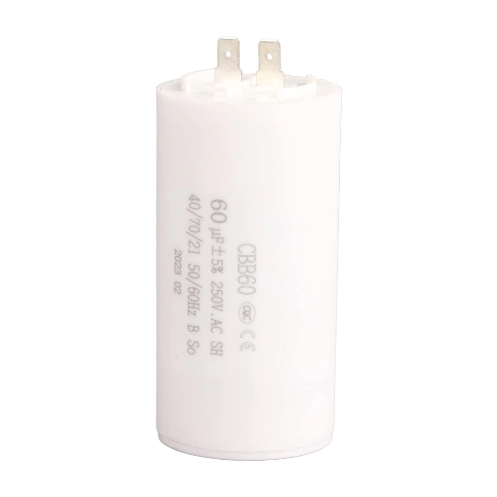 Condensatore CBB60, capacità 60 µF, tensione 250 V AC, frequenza 50/60 Hz