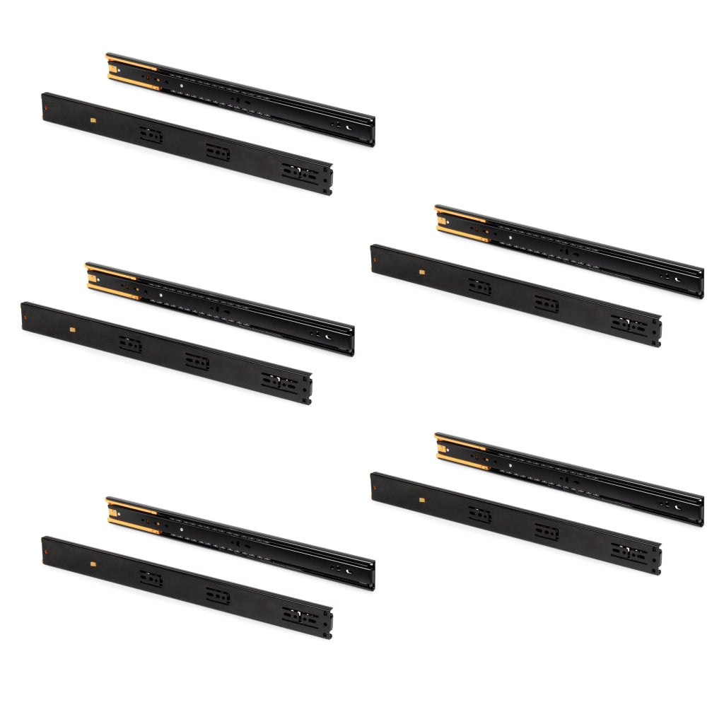 Set 10 Guide Cassetto con Chiusura Soft 45x600 mm in Acciaio Emuca Nero