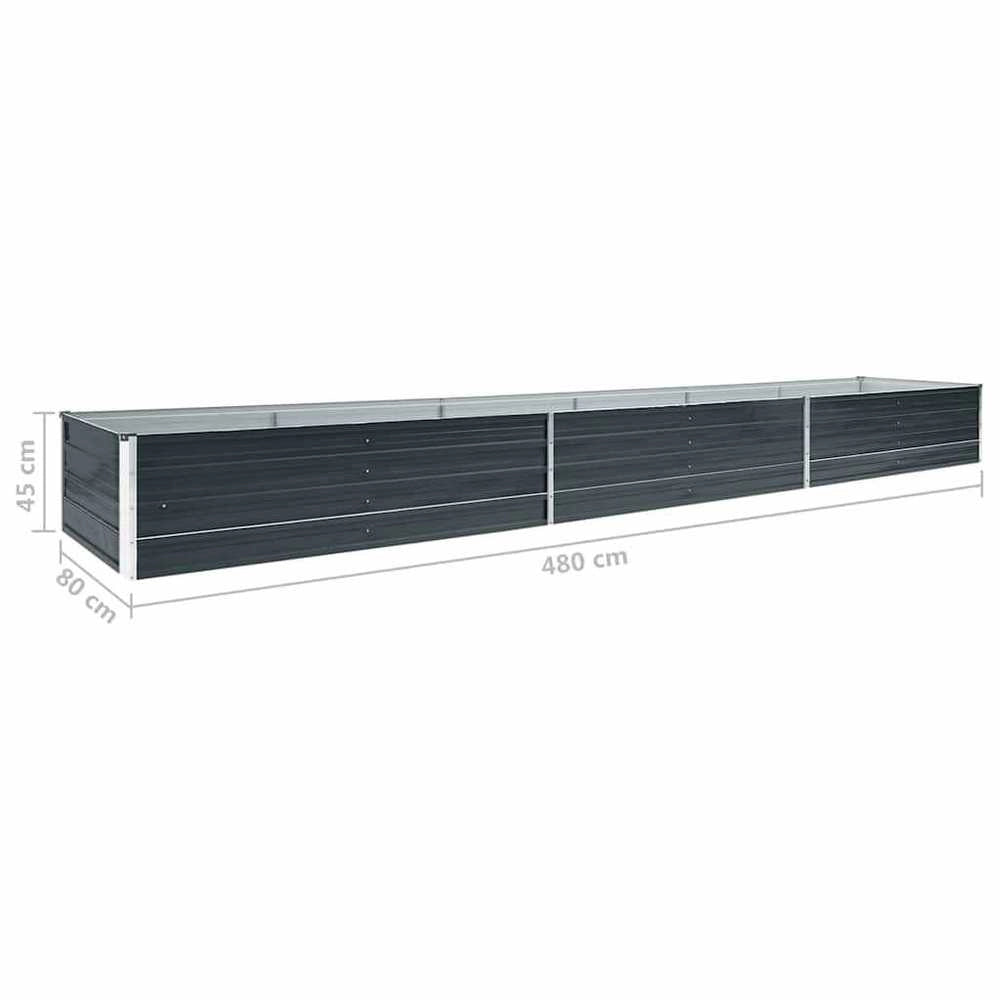 Garden Raised Bed Galvanized Steel 480x80x45 Cm Anthracite