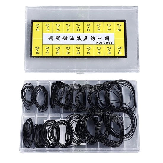 Set di O-ring 180 pezzi - Gomma Idraulico - Afdichtringen - 18 Tipi - Riparazione Orologi - Dimensioni Variabili - Afdichtring Orologi
