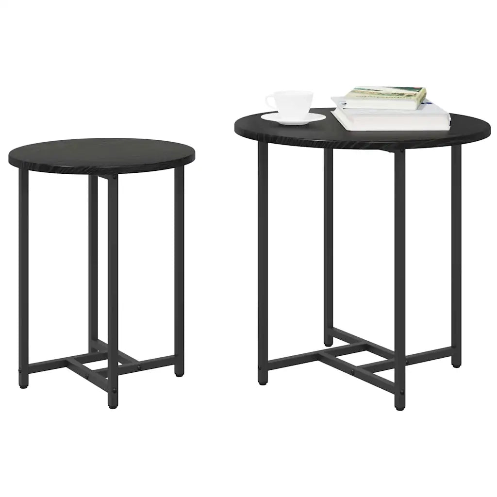 Set tavolini 2 pz | Tavolo laterale Rovere Nero