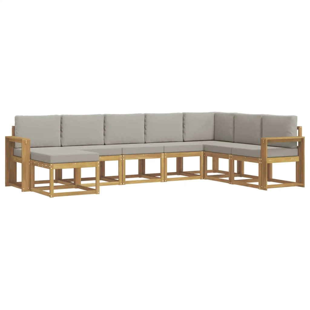Set di divani da esterno 8 pz Bianco e Grigio Chiaro 3388055