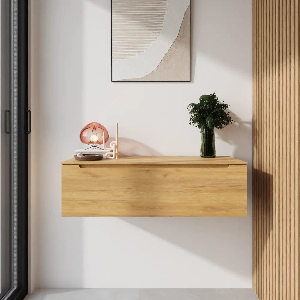 Cassettone scorrevole 90cm rovere chiaro chiusura soft-close | Bako