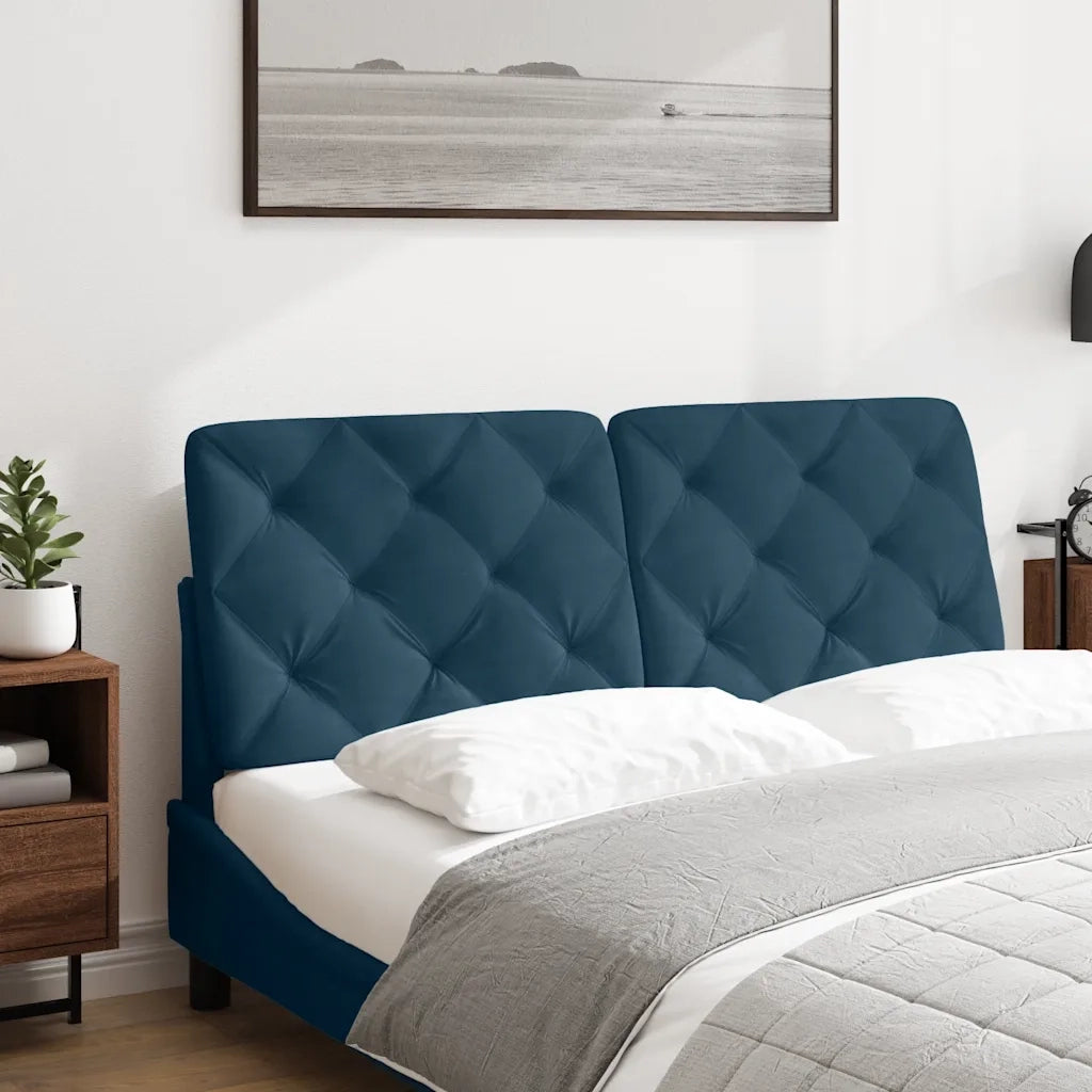 Coussin de tête de lit bleu 120 cm velours