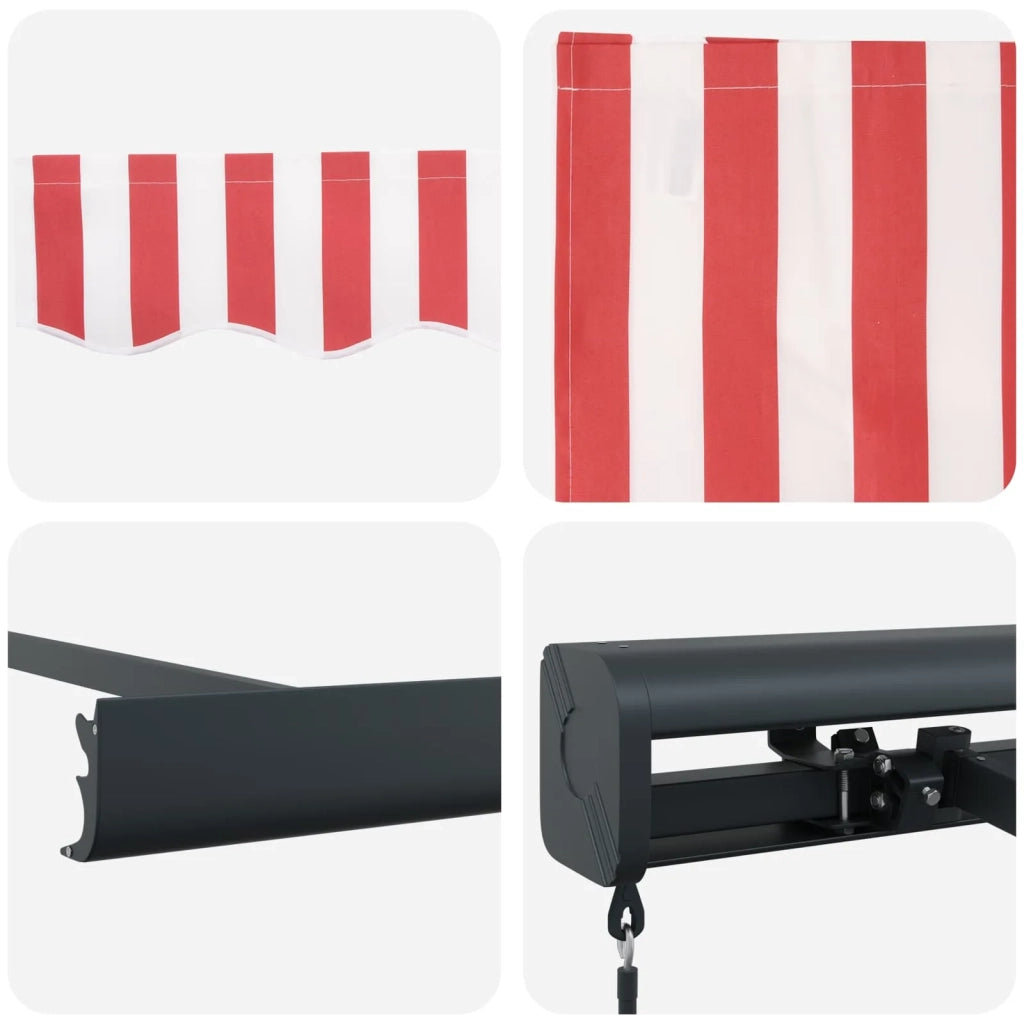 Tenda Retrattile Rosso e Bianco 400 × 300 cm Tela e Alluminio 3420201