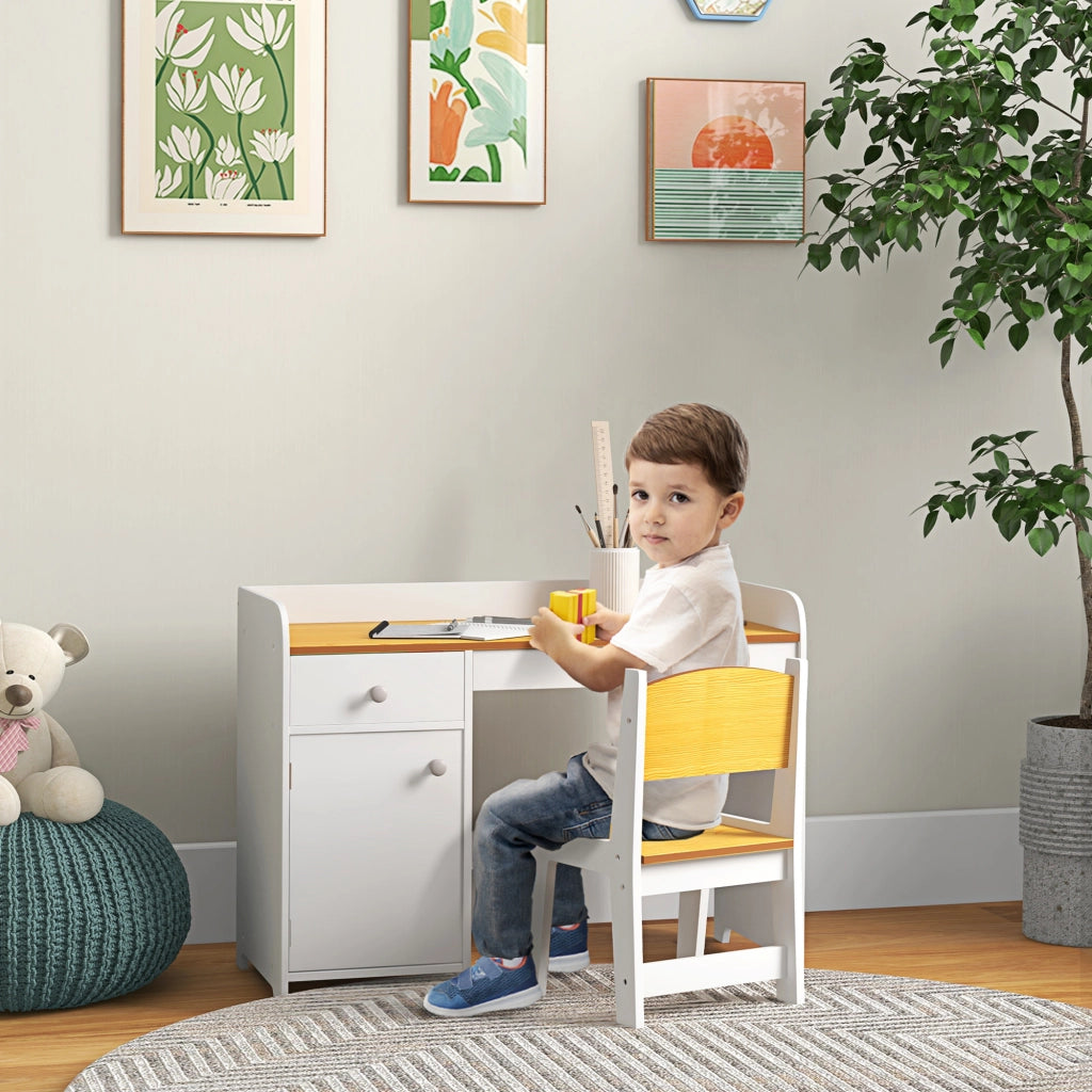 Sedia da Bambini e Banco Scuola ¨C Zephmum ¨C Bianco Legno
