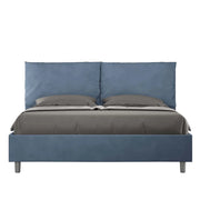 BS COM Letto queen size contenitore imbottito 150x210 microfibra blu