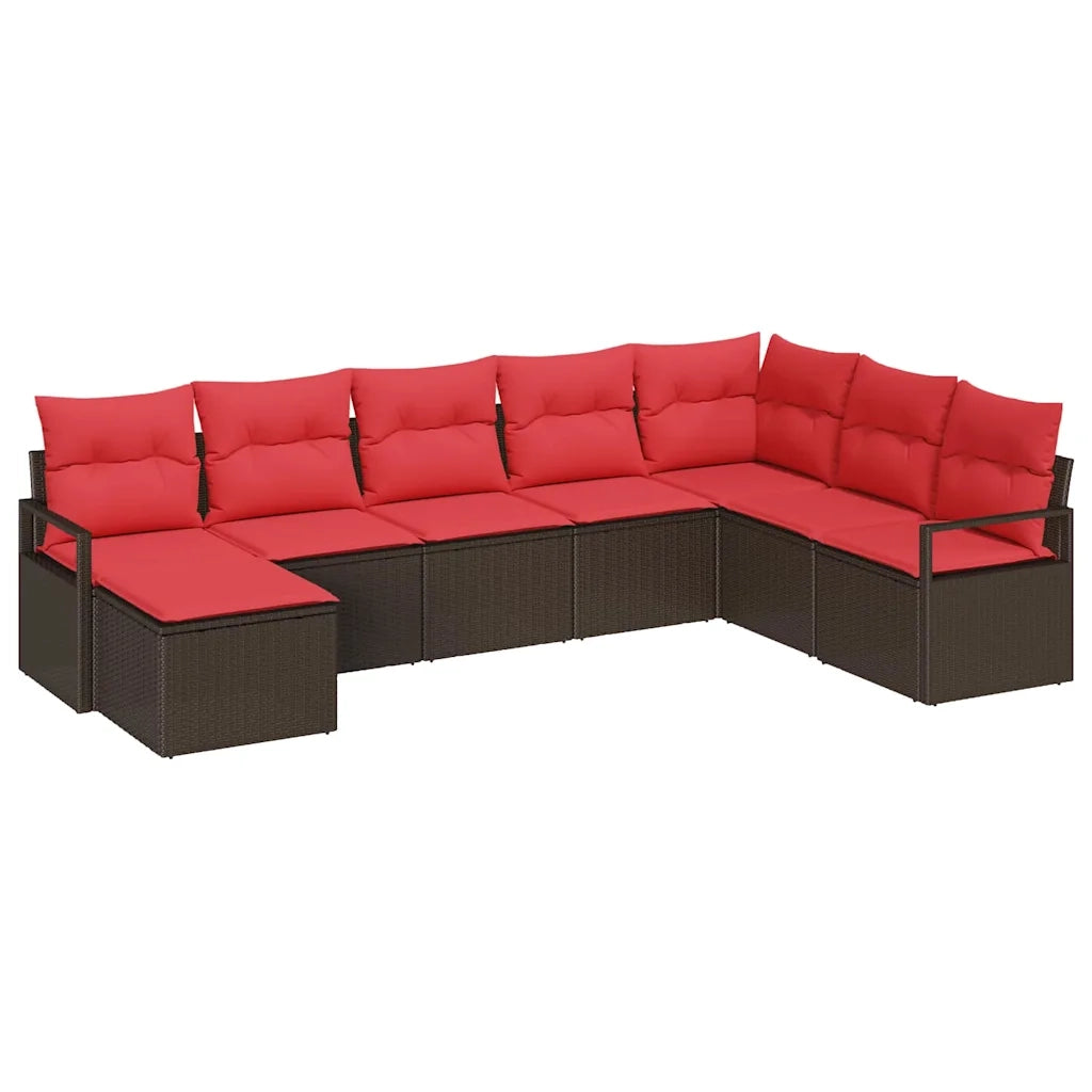 Set di divani con cuscino 8 pcs Marrone e Rosso polyrattan 3355173