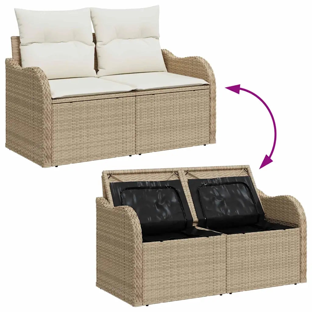 Set Divano da Giardino con archiviazione 6 pcs Beige polyrattan 3354390