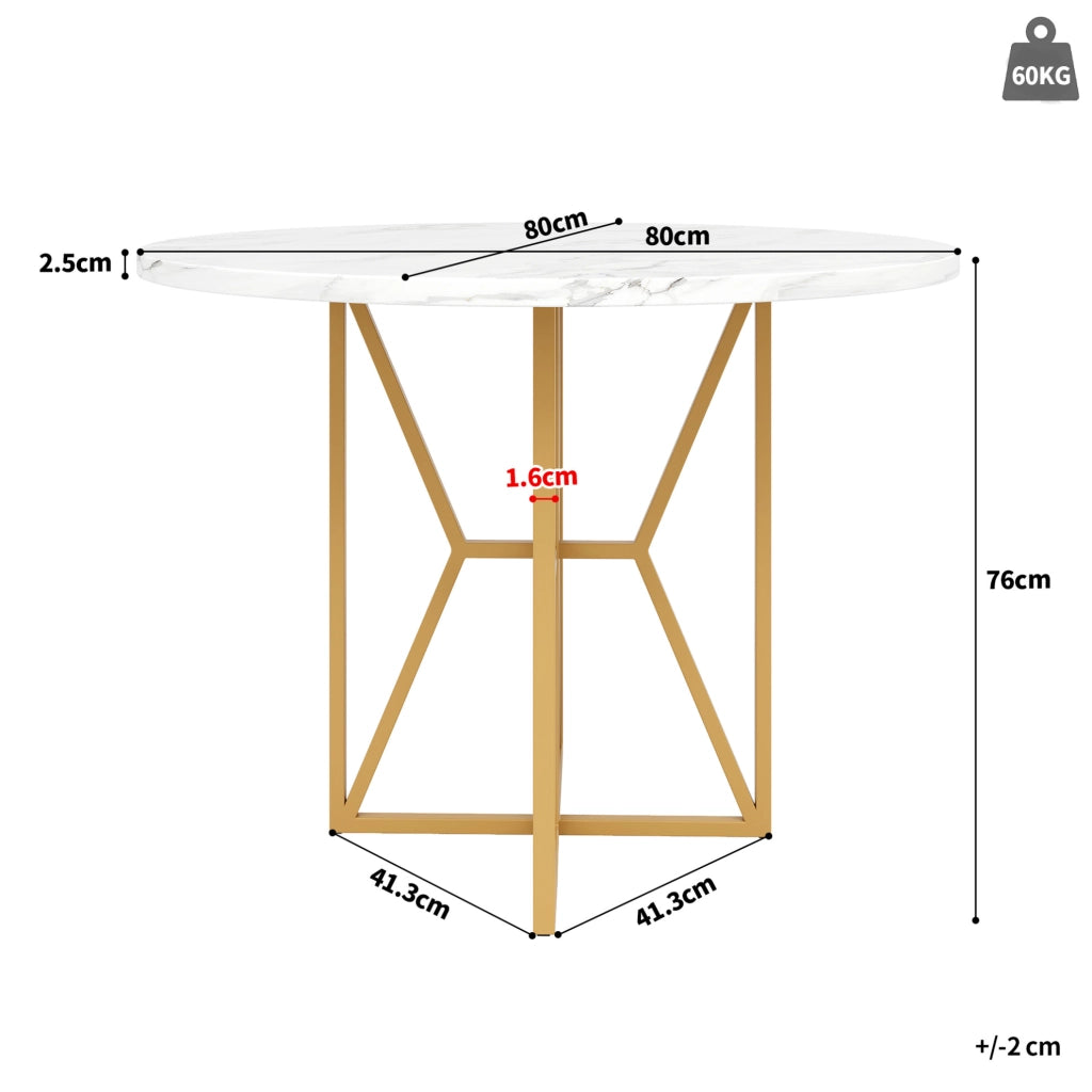 TAVOLO DA PRANZO 80x80x76 cm MDF e metallo colore oro
