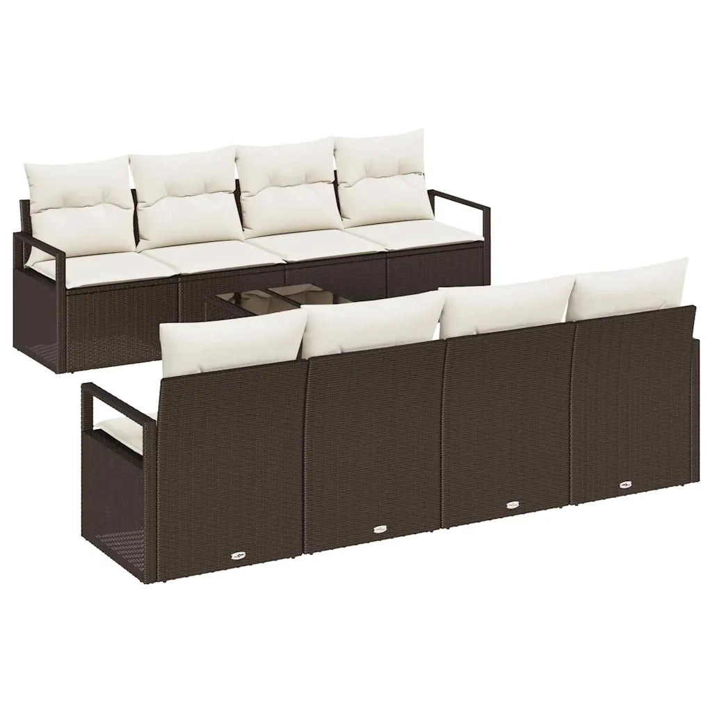 Set di divani con cuscino 7 pcs Marrone e Crema polyrattan 3346308