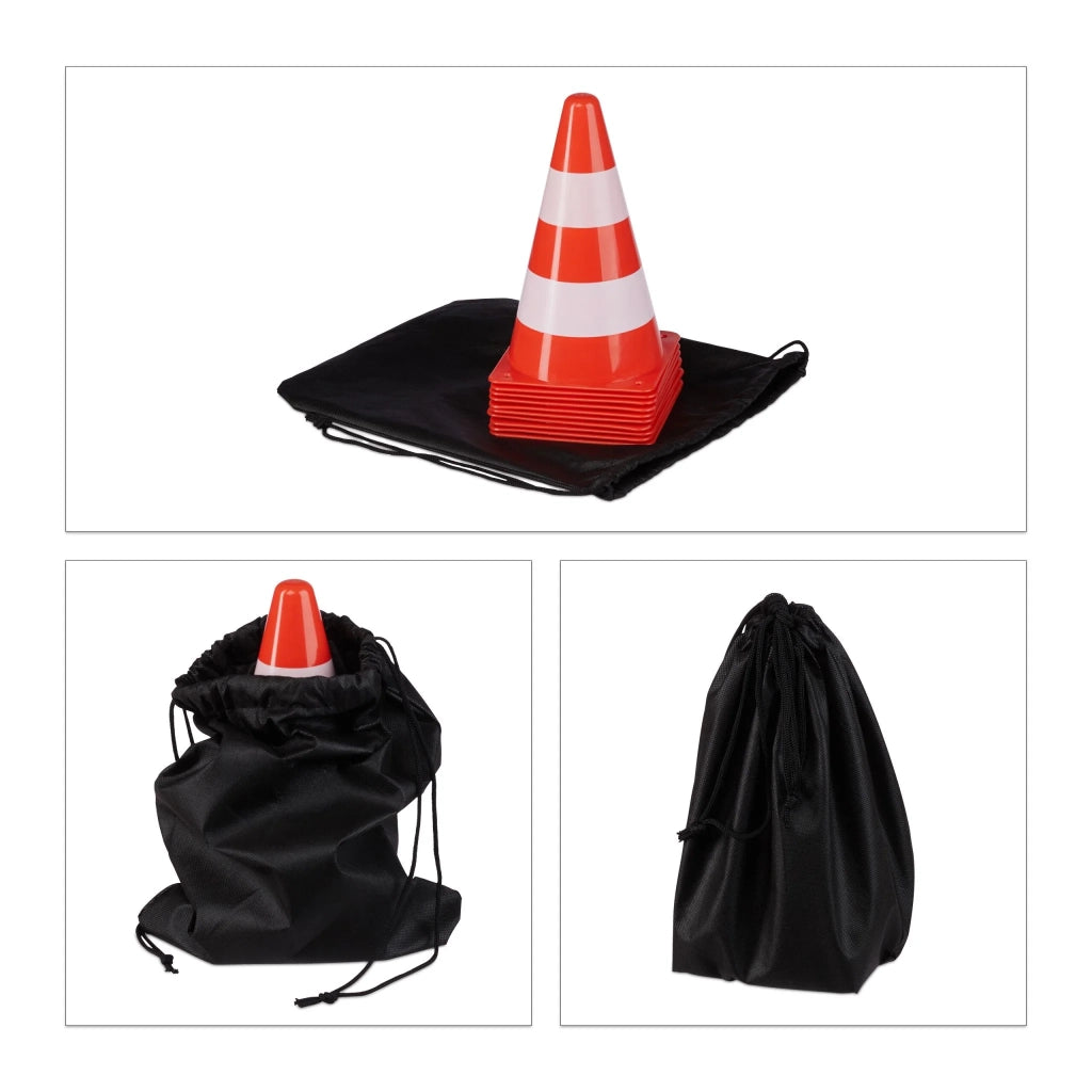 Set di 10 coni di segnalazione impilabili arancioni per delimitazioni sportive interno esterno in plastica arancione 13_0014743