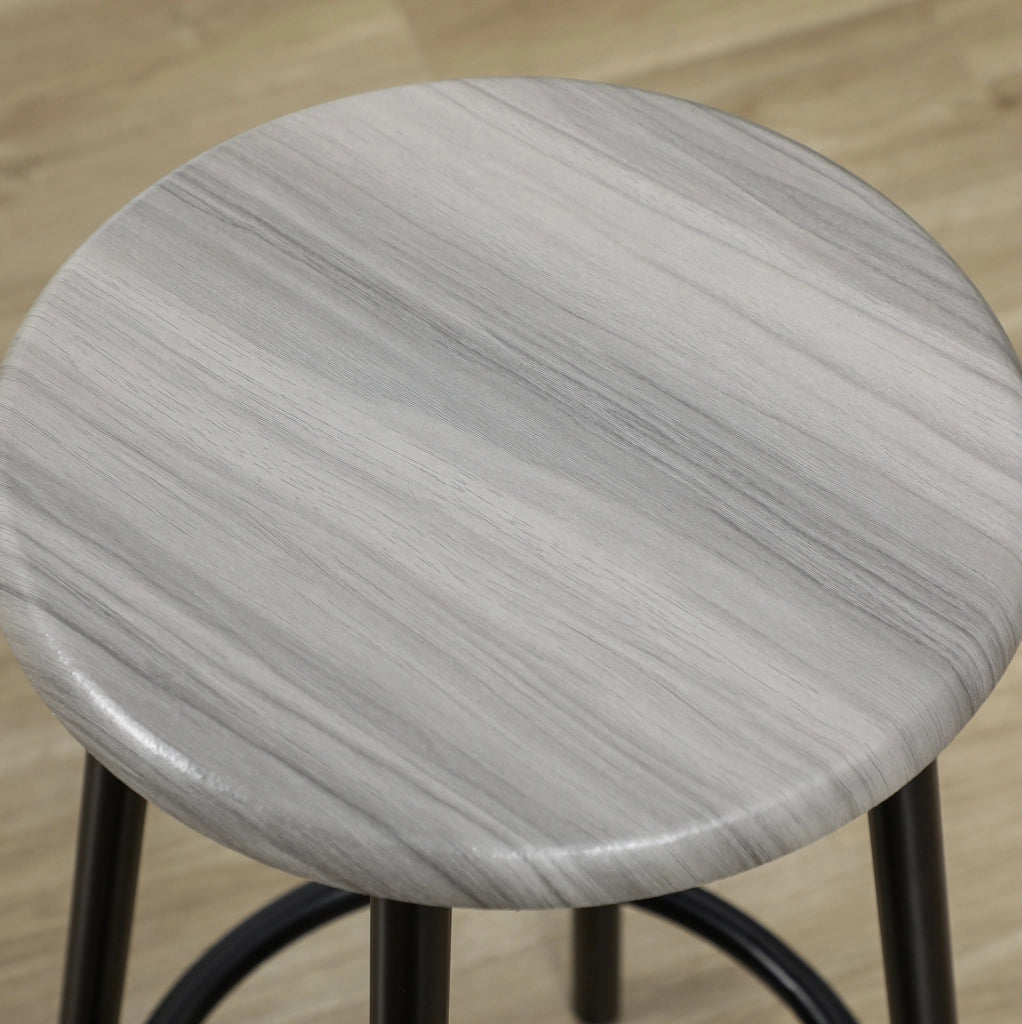 Set tavolo bar con 4 sgabelli in MDF e metallo grigio