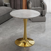 TAVOLO Rotondo 77,5x77,5x15,5 cm Marmo artificiale Oro