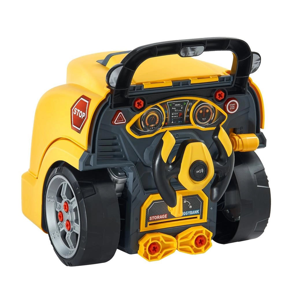 Giocattolo Motore 60 Pezzi Riparazione Auto Meccanico Parti Rimovibili Luci Suoni Volante Clacson Giallo