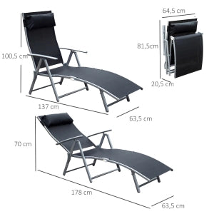 SDRAIO Pieghevole da esterno 137x63,5x100,5 cm Metallo Nero