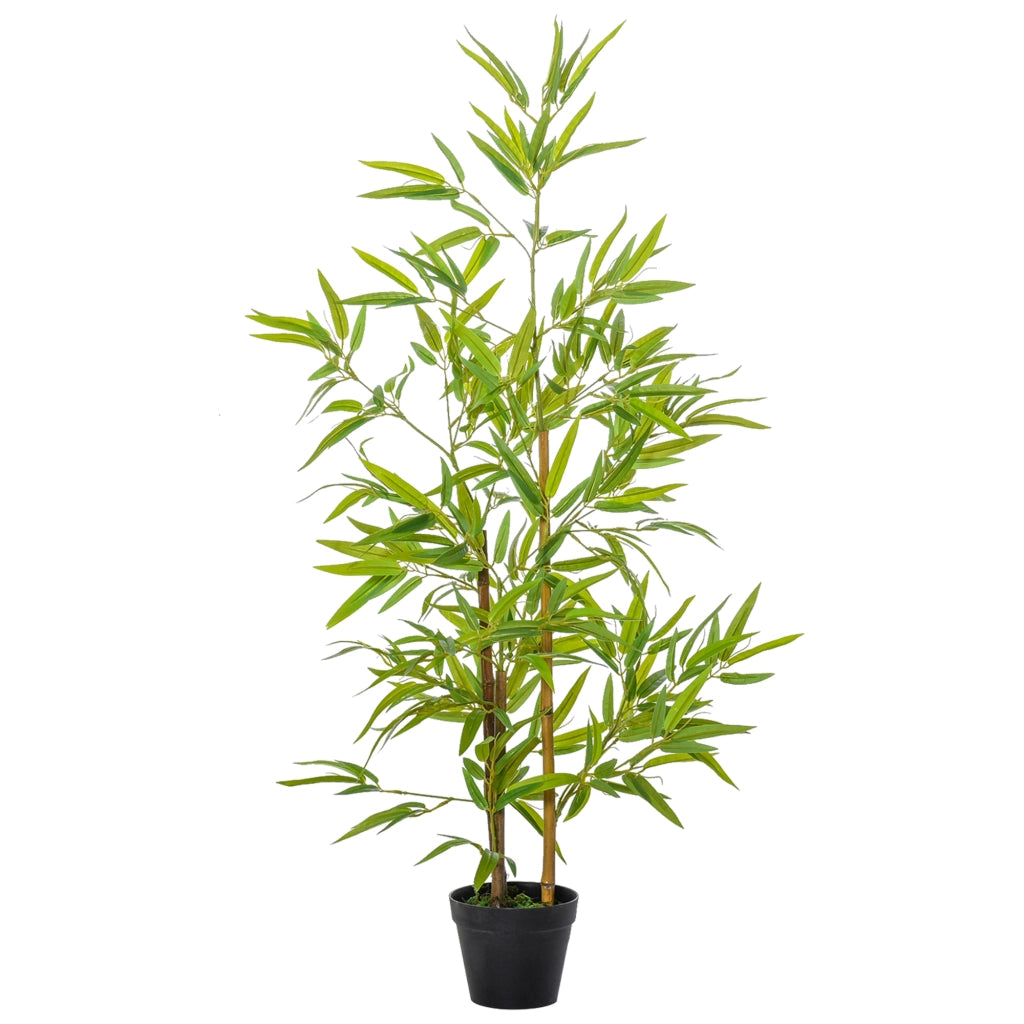 Bambù artificiale 120 cm con vaso, pianta finta decorativa da interno ed esterno, albero artificiale realistico