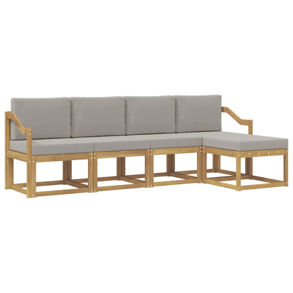 Set di divani da esterno 5 pz Bianco e Grigio Chiaro Poliestere 3387505