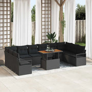 Set Divano da Giardino 11 pcs Nero Poly Rattan 3358501