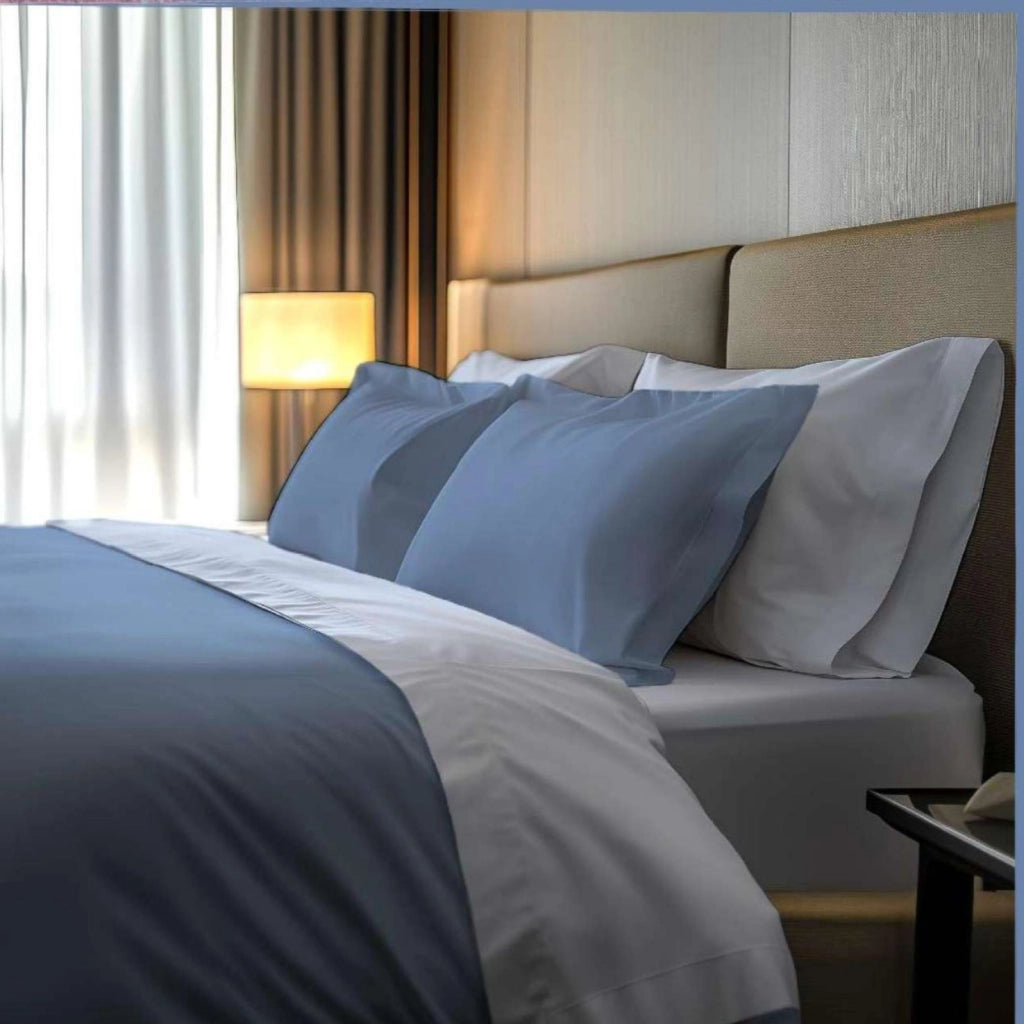Rosirora, set Completo Letto Piazza e Mezza in Percalle, blu