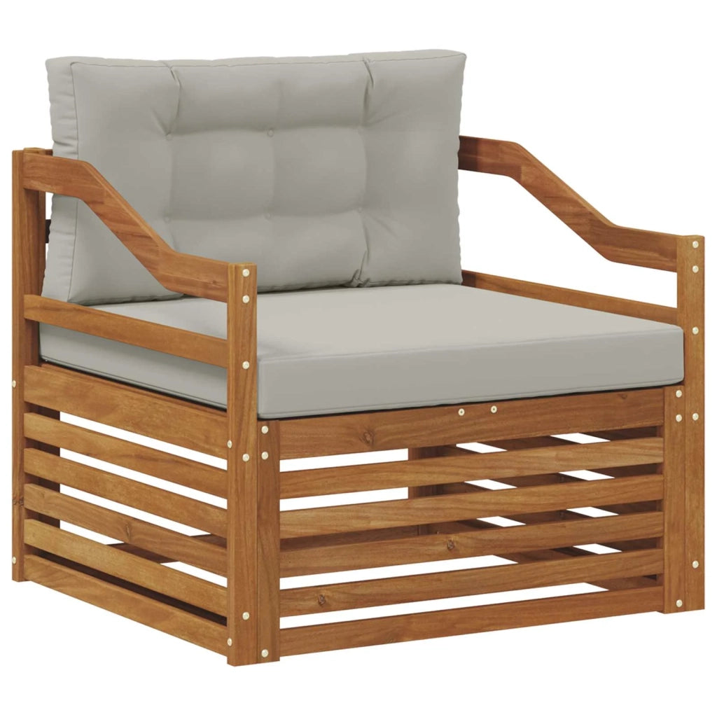 Divano da esterno Solid Acacia Wood Naturale e Grigio Chiaro 3436411