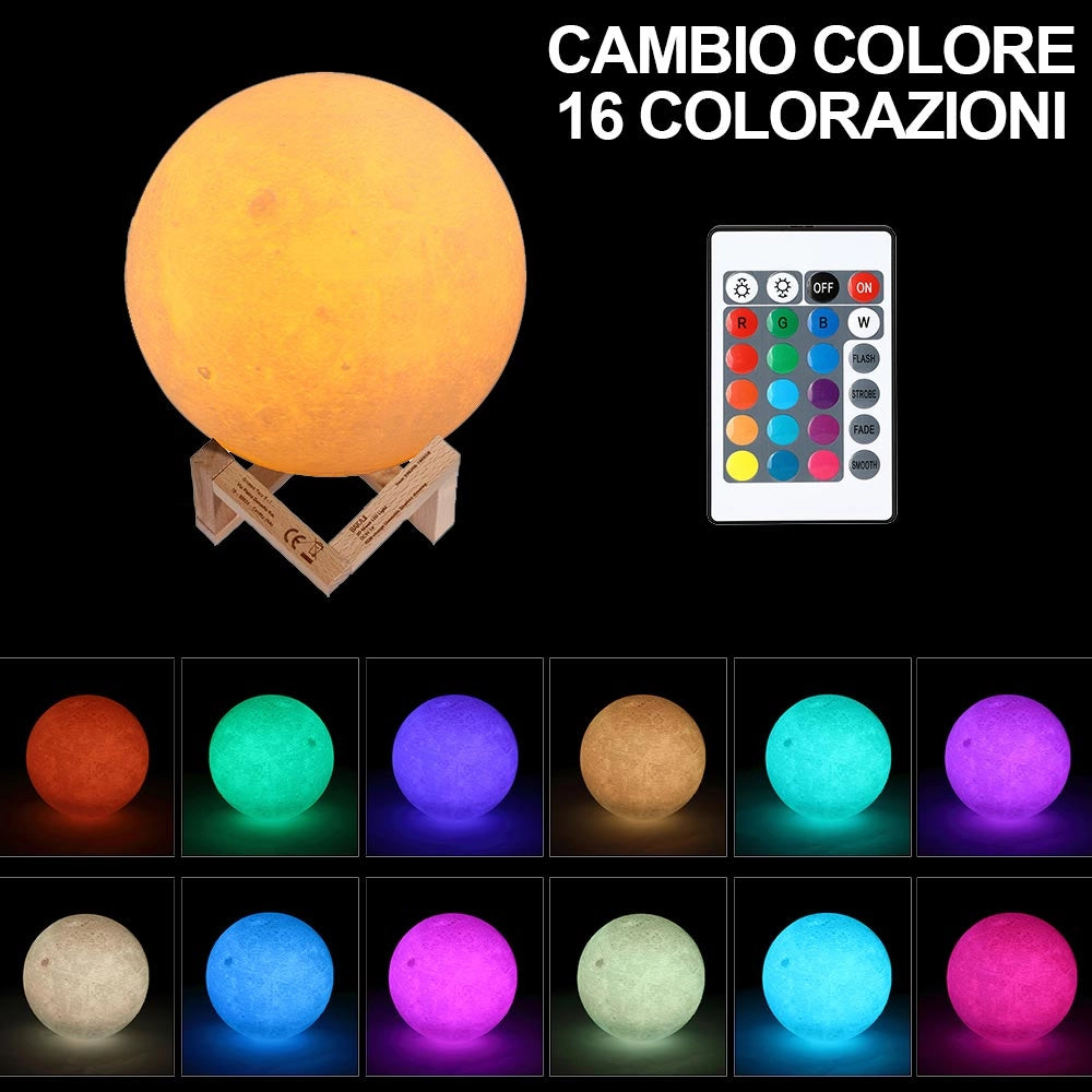 Lampada da Tavolo Sfera 15cm Luce LED RGB Telecomando e batteria ricaricabile usb