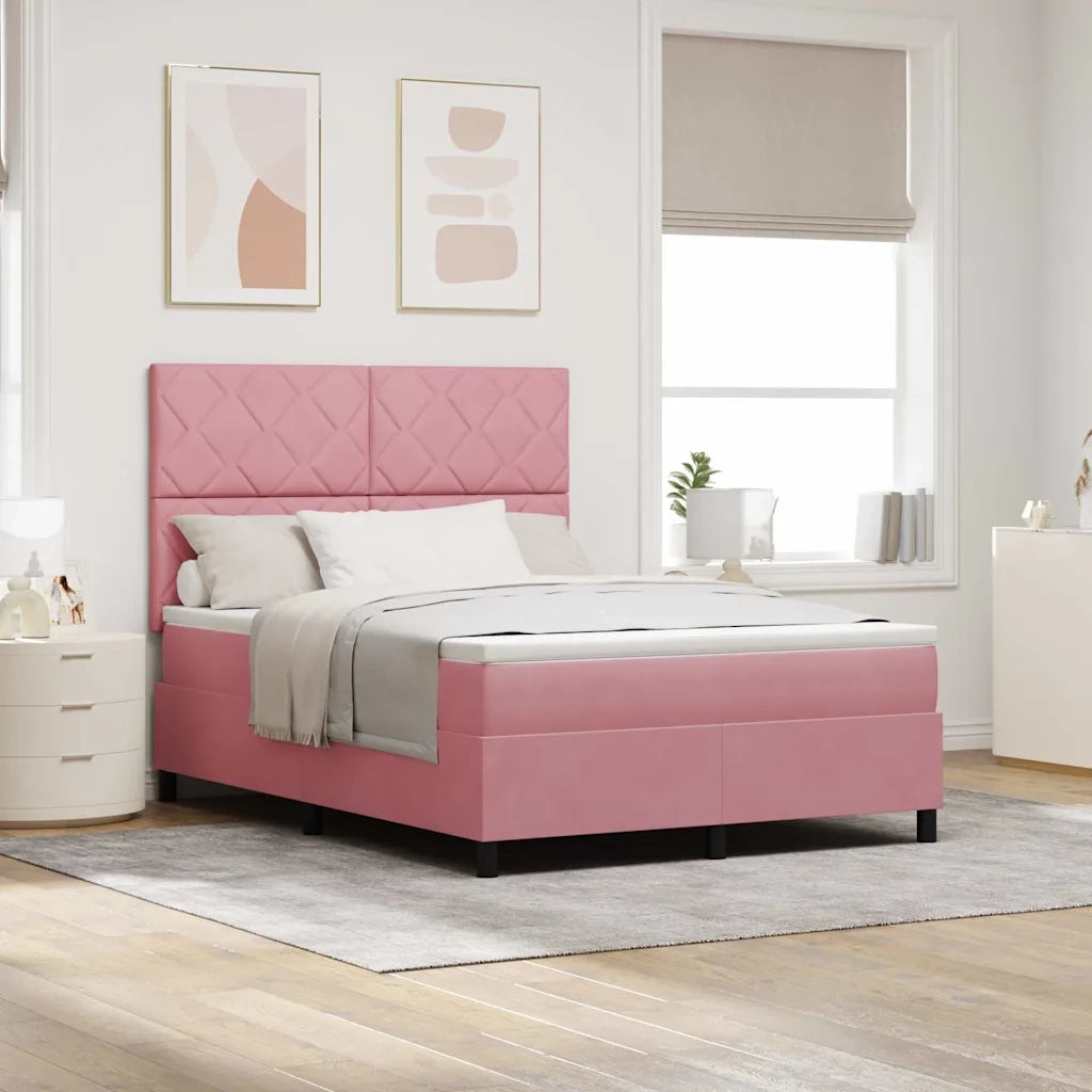 Letto a molle con materasso Rosa 160 x 200 cm Velluto 3339913