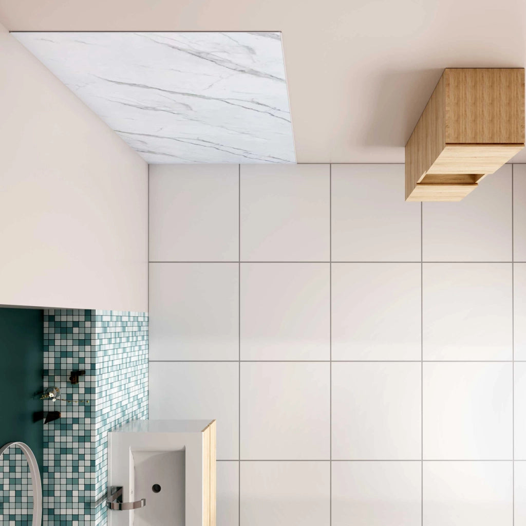 120x210 cm Pannello Doccia Realizzato in Alluminio Spessore 3mm con Profili Finitura Bianco Alba per Rivestimento Parete Bagno