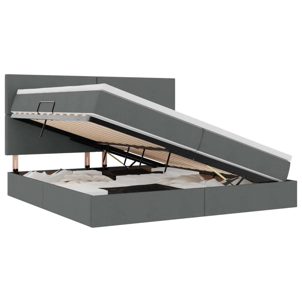 Letto con contenitore e LED con led Grigio scuro 200 x 200 cm