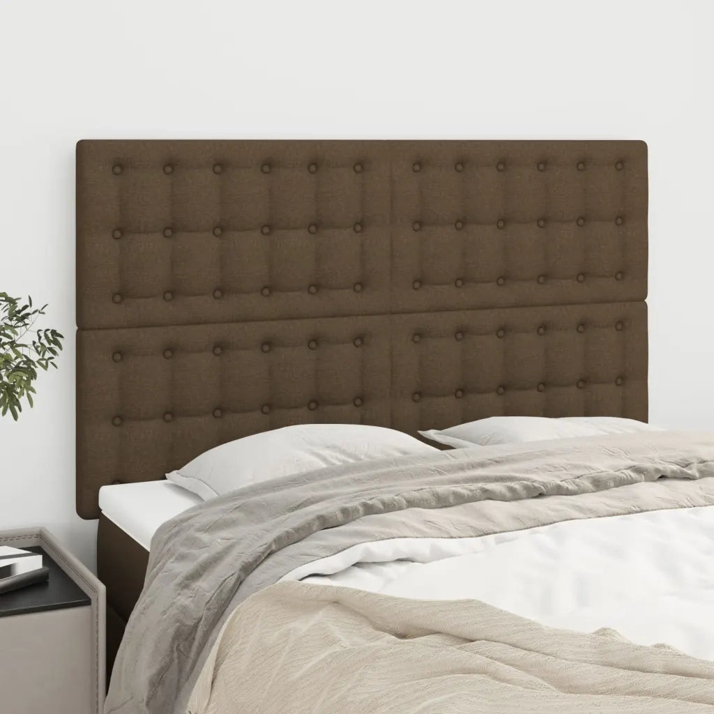 Testiera | Testata Marrone Scuro 144x5x118/128 cm Tessuto
