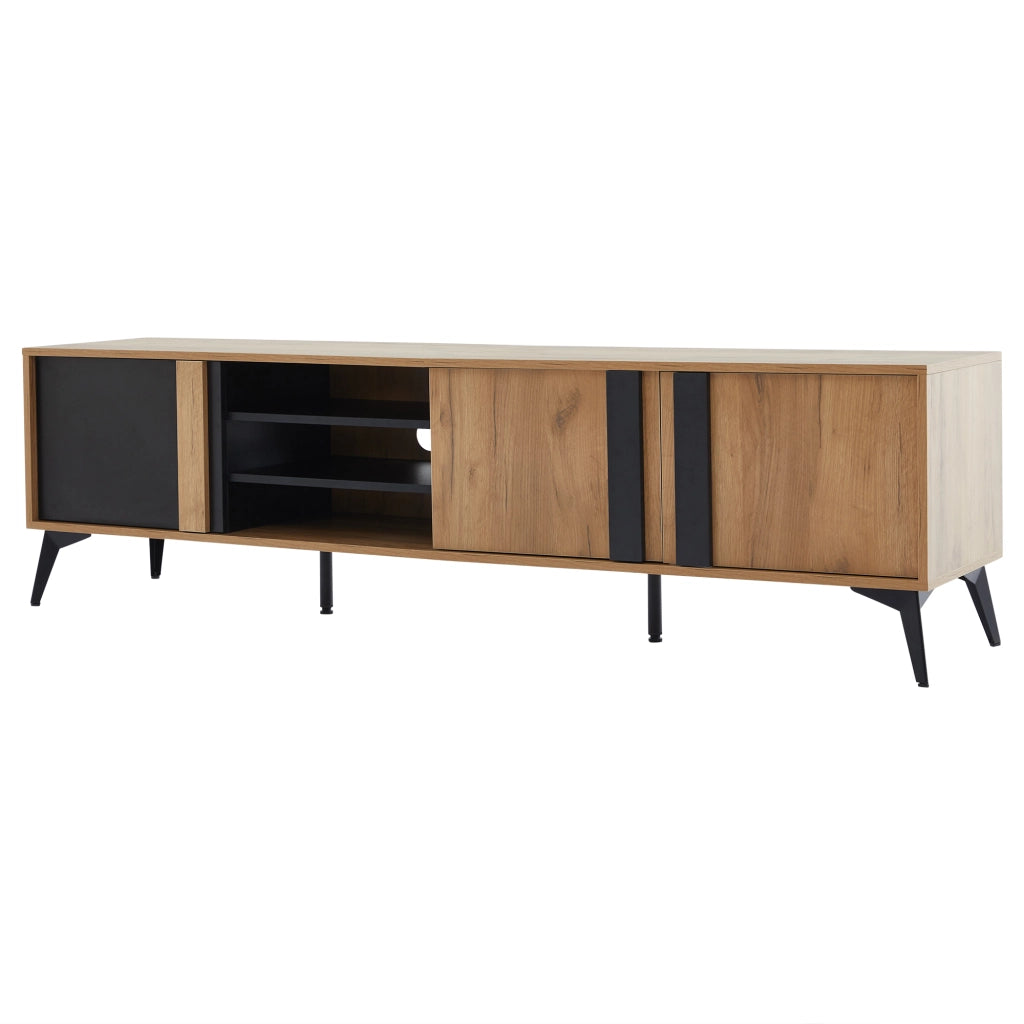 Mobile TV rustico 180 cm marrone e nero