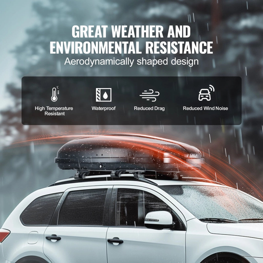 Box da Tetto Auto WP3005 220 L in ABS Nero Baule Portapacchi Aerodinamico con Doppia Apertura e Serratura Antifurto Universale per Auto e SUV