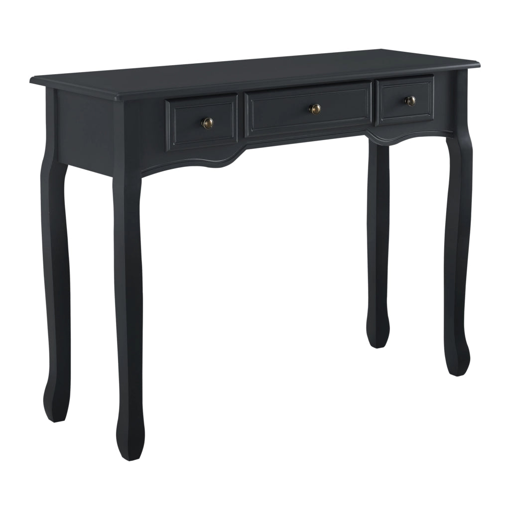 Tavolo Consolle Vintage con 3 Cassetti - Nero [en.casa]